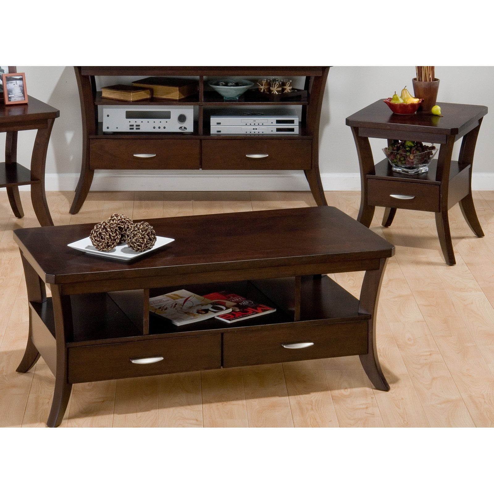 Jofran Joes Espresso Rectangular 3 Piece Coffee Table Set Walmartcom Walmartcom