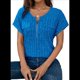 thumbnail image 1 of Blusas de Talla Grande para Mujer, Túnicas de Corta con Cremallera de 1/4, Azul Real M, 1 of 6
