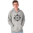 thumbnail image 5 of Compass Diamond Symbolic Spiritual Zip Up Hoodie Men's Women's Brisco Brands X, 5 of 6
