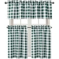 thumbnail image 2 of 3 Piece Semi Sheer Kitchen Curtains - Light Filtering Buffalo Plaid Tier and Valance Window Curtains Set, Forest Green and White, 2 of 6