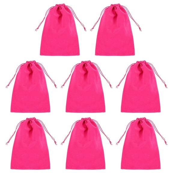Uxcell Velvet Gift Bags 8Pcs 6 x 8" Velvet Drawstring Jewelry Bags for Wedding Party Rose Red