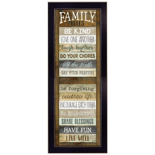TrendyDecor4U MA2296-712 "Family Rules Shutter" by Marla Rae Printed Framed Wall Art