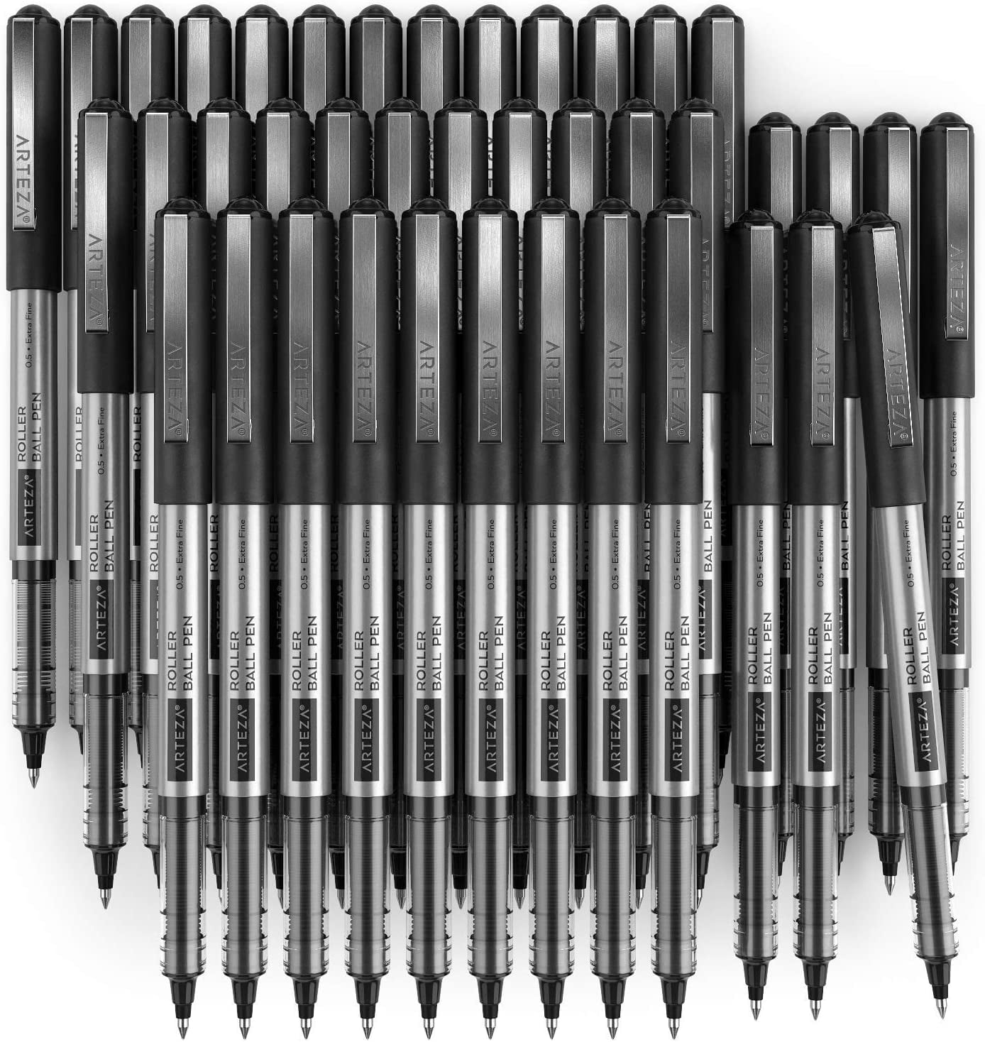 Arteza Roller Ball Pens, Black Ink, Extra Fine 0.5 mm - 40 Pack