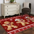 thumbnail image 3 of Gingerbread Christmas Area Rugs 4'x6', Washable Small Throw Rugs for Office Bathroom, Red Golden Snowflake Winter Xmas Indoor Outdoor Rug Non-Slip Low Pile Carpet Runner Reversible Floor Mats, 3 of 8