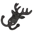 thumbnail image 4 of Cast Iron Deer Head Wall Hook for Hanging Coat 1Set Vintage Rustic Design, 4 of 5