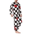 thumbnail image 2 of Picia Ladybugs Of Black And White Checkers Pattern Men’s Long-Sleeve Sleepwear Set - Soft 2-Piece Loungewear with Pockets, Comfy PJs for Relaxing Nights-Small, 2 of 7