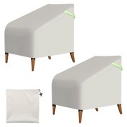PATIKIL Outdoor Chair Covers Waterproof, 2 Pack 27"W x 29"D x 35"H Patio Furniture Cover 600D Oxford Lawn Lounge Chair Protection with Luminous Handle for Yard Garden, Beige C80