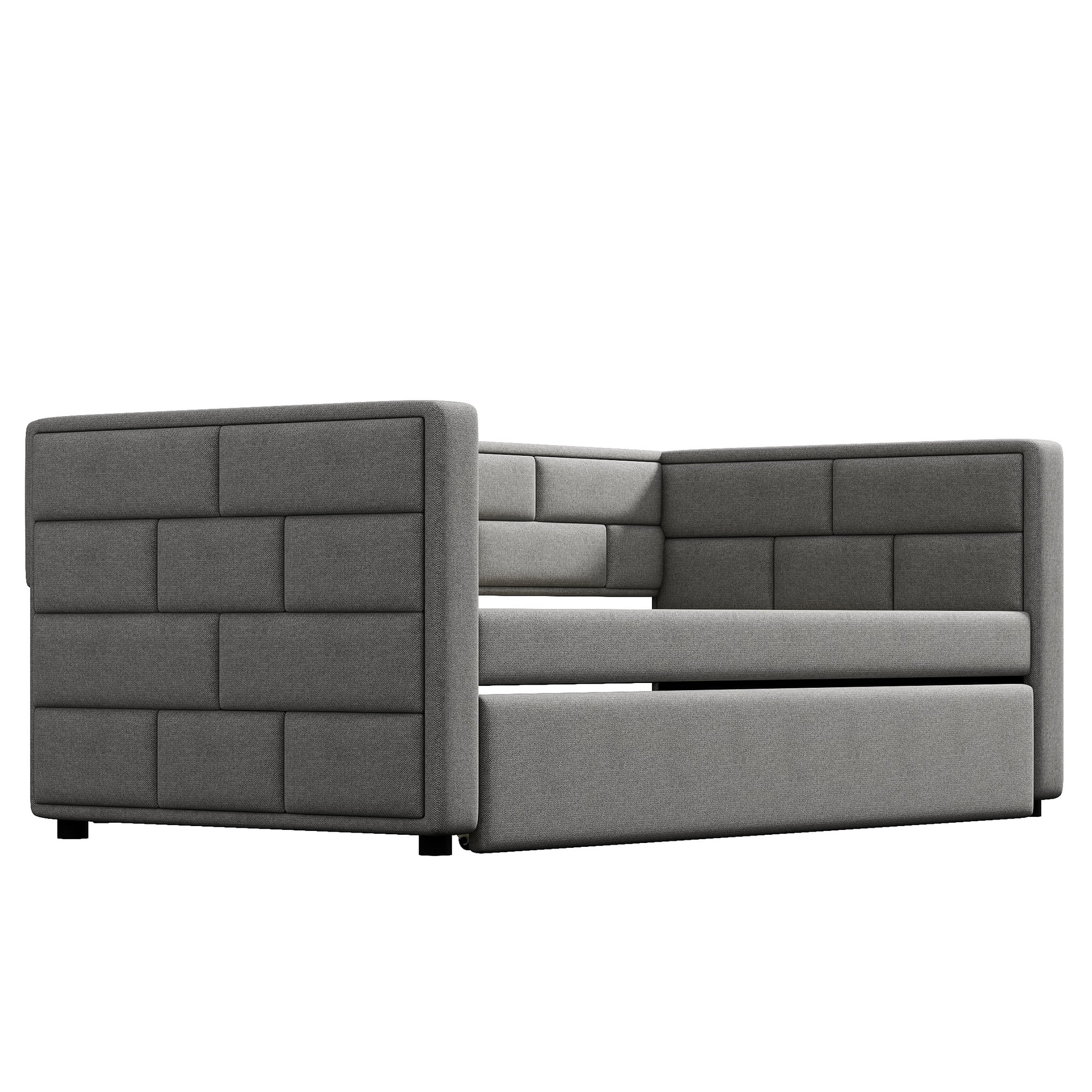 Euroco Upholstered Twin Size Daybed with Trundle, Gray
