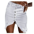thumbnail image 1 of Gibobby faldas deportivas para mujer Dividir Nuevo diseño de mezclilla Falda de verano de delantera para mujer(Blanco, XL), 1 of 5