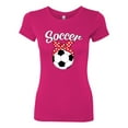 thumbnail image 2 of Wild Bobby, Cute Soccer Mom Ribbon Soccer Ball Gift Sports, Mother's Day, Women Slim Fit Junior Tee, Raspberry, Large, 2 of 3