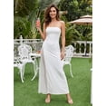 thumbnail image 5 of LMLYSoH Women Summer Long Bandeau Dress White Off Shoulder Strapless Slim Mesh Sequins Slit Tube Top Dress, 5 of 9