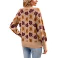 thumbnail image 3 of Women'S Fall Leaf Trendy Jacquard Sweater Casual Knitted Soft Cozy Pullover Sweaters Khaki S, 3 of 7