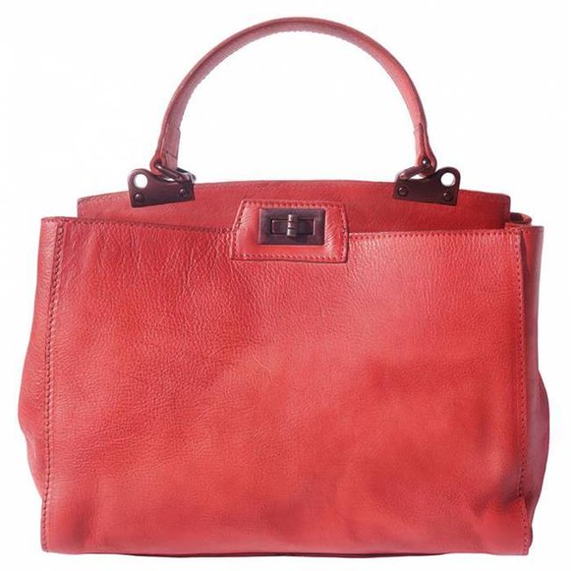 Peekaboo Womens Leather Handbag, Light Red