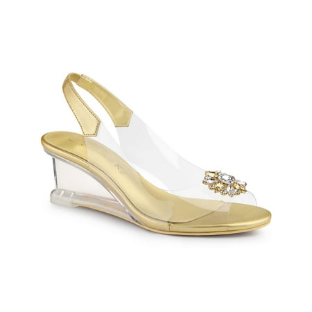 

Allegra K Women s Slingback Wedges Rhinestone Peep Toe Heels