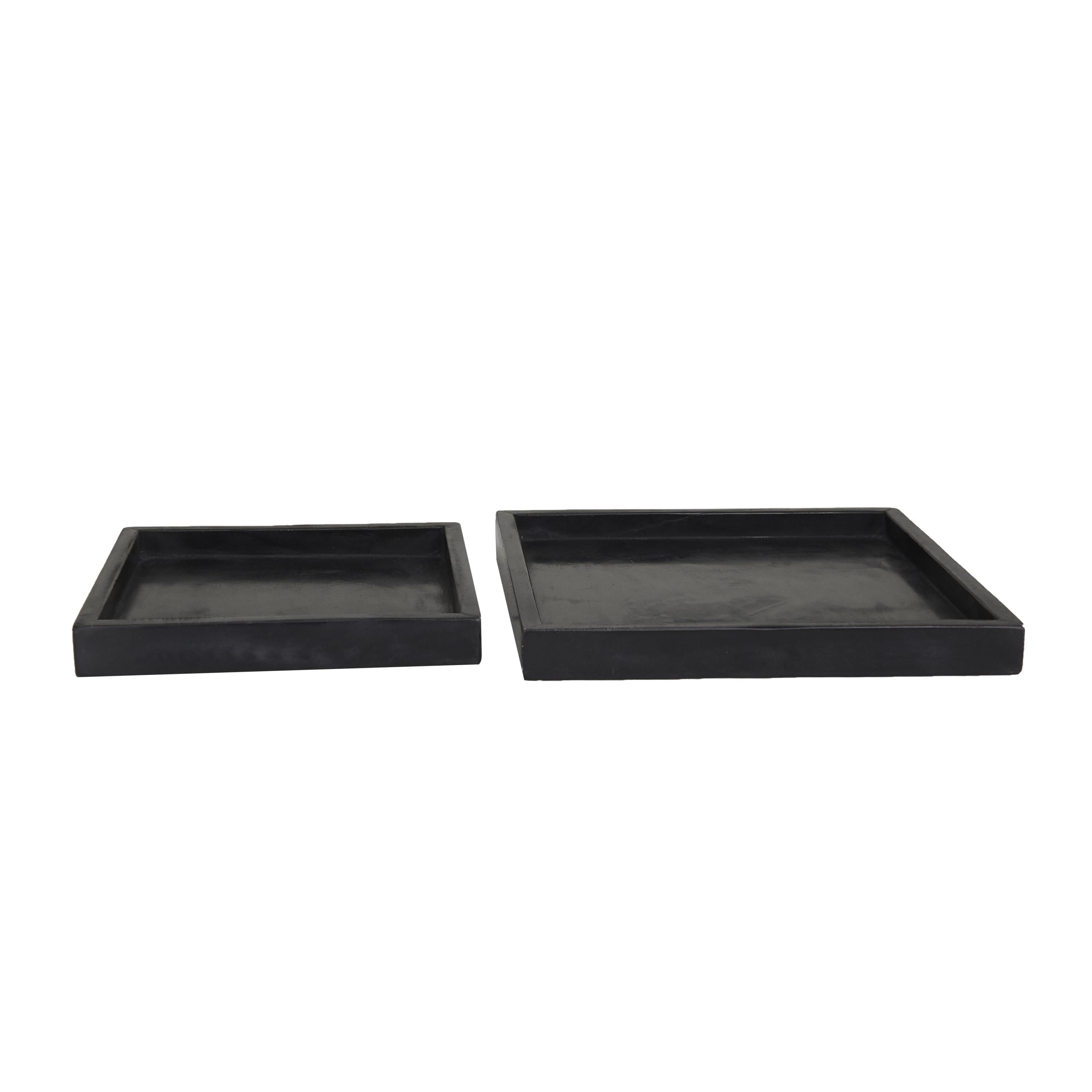 DecMode 10", 8"W Black Marble  Tray with Raised Border, 2-Pieces