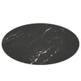 30-Inch Round Tempered Glass Table Top with Marble Design, Black ...