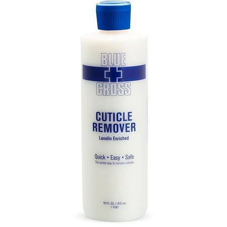 Blue Cross Professional Nail Care, Hydrating, Moisturizing, Strengthening Liquid Cuticle Remover + Softener with Lanolin for Brittle Nails, Hang Nails + Dry Cuticles, Made in USA, 16 ounce