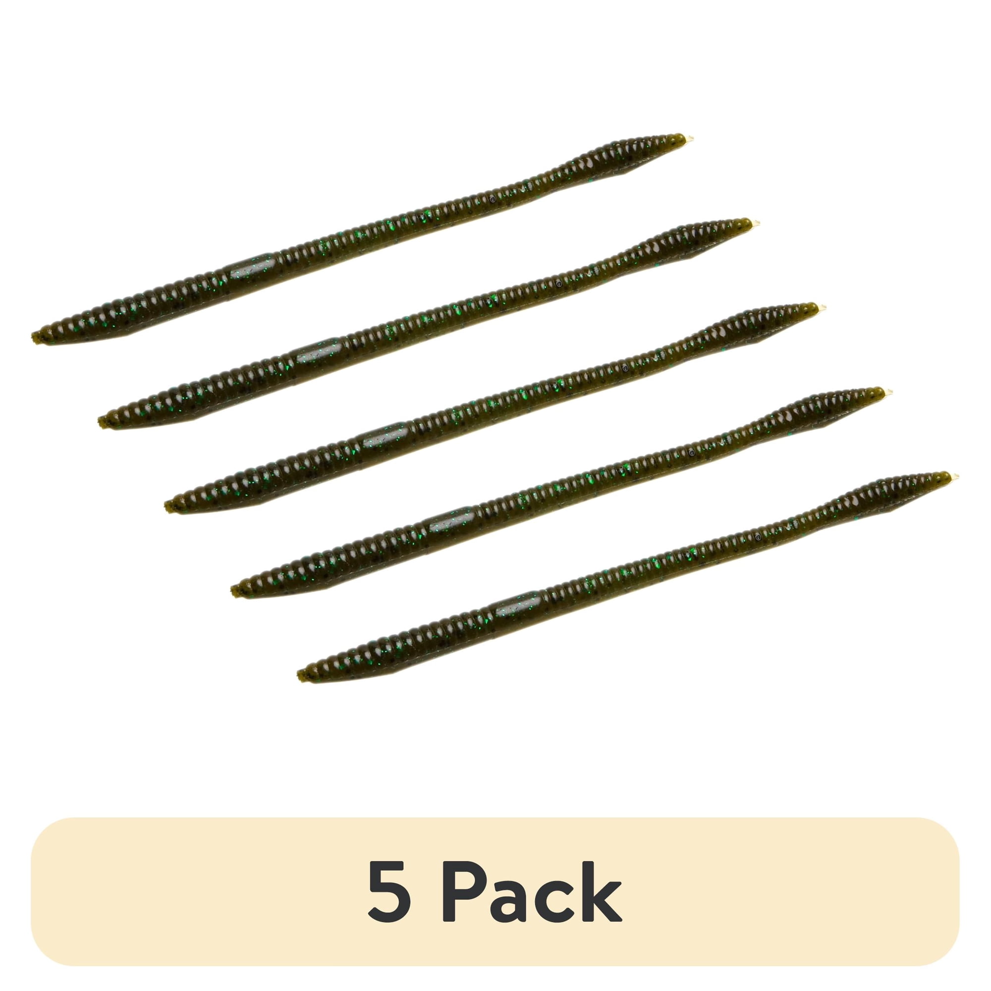 (5 pack) Zoom Trick Worm 6.5 Green Pumpkin Green 20pk