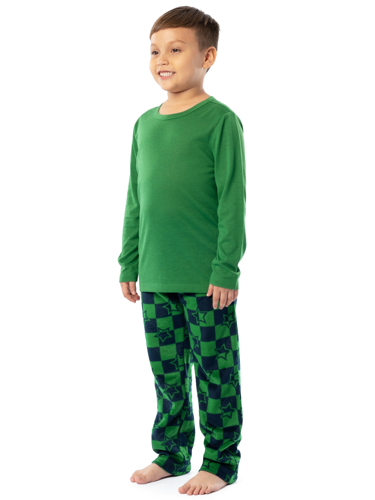 Fruit of the Loom Boy's Long Sleeve Fleece Pajama Set, 2-Piece, Sizes 4-16