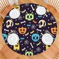 thumbnail image 2 of Colorful Halloween Icons Pattern Round Fitted Tablecloth with Elastic Edge,Dining Table Cover Waterproof,Outdoor Round Tablecloth for Camping,Dining,Indoor and Outdoor, 2 of 7