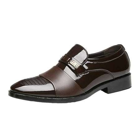 Sexlip Men s Dress Shoes Formal Slip on Leather Business Wedding Party Comfortable Breathable Shoes Solid Color Plus Size Shoes Brown 47