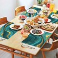 thumbnail image 2 of Teal Gold Marble Pattern Summer Placemats Table Placemats Set Of 4-Linen Kitchen Washable Placemats Table Mats 11.8"x17.7" Non-Slip Heat Resistant, 2 of 6
