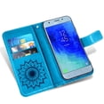 thumbnail image 5 of Compatible with Samsung Galaxy J3 Orbit J 3 Star 2018 3J Achieve Wallet Phone Case and Tempered Glass Screen Protector Flip Credit Card Holder Stand Mandala Flower Cell Cover for J337A J337V Blue, 5 of 9