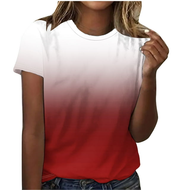 Camisas de Manga Corta para las Mujeres Imprimir Cuello Redondo Blusa, Camiseta de Moda para Verano Y Primavera Casual