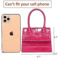 thumbnail image 2 of Mini cartera para mujer, mini bolso con estampado de cocodrilo, color rosa pequeño, 2 of 5