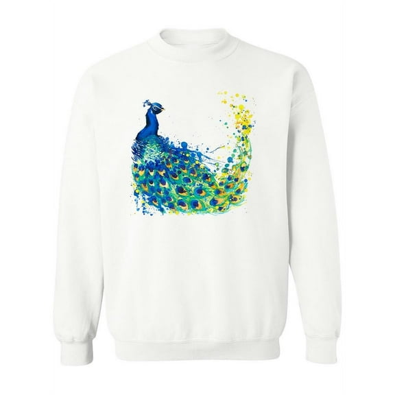 Exotic Peacock Watercolor. Sweatshirt Women -Image by Shutterstock, Female Small