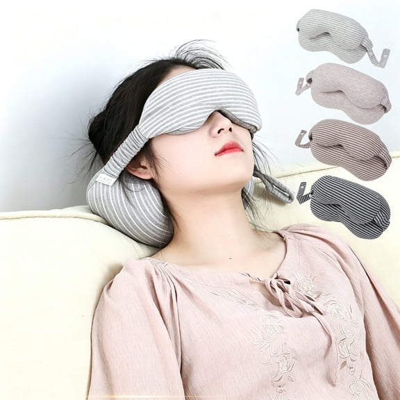 Travel Neck Pillow with Eye Mask, Large 500g Memory Foam U Shaped Pillow, Extra Support Airplane Neck Rest, Shade Sleep Mask for Travel Office by Xuniizn