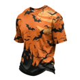 thumbnail image 2 of DORKASM Men's Halloween Costumes Crew Neck Spooky Fashion Pullover Short Sleeve Ghost Graphic Funny Print Vacation T-Shirt Skeleton Fall Winter Basic Tops Orange 2XL, 2 of 6