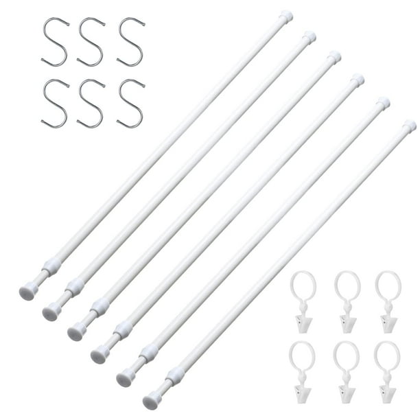 6 Pack Tension Rods for Windows 28 to 48 inch Spring Tension Rod