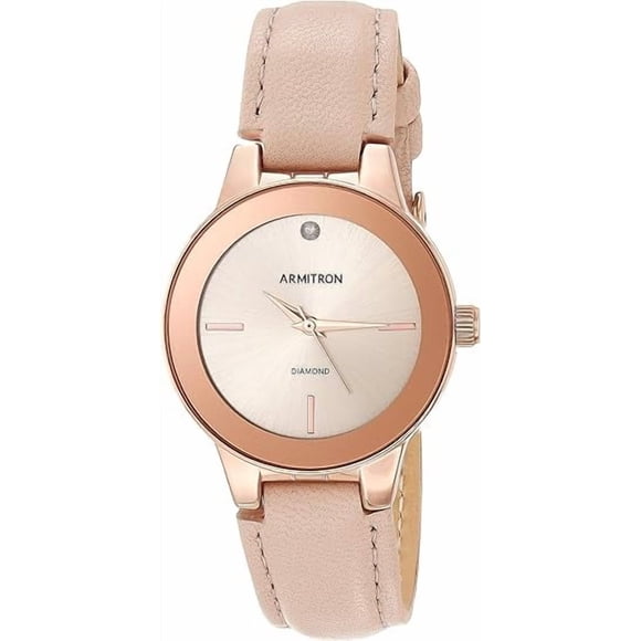 Armitron Montre pour Femmes 75/5410RSRGBH Bracelet en Cuir Or Rose et Beige avec Diamants