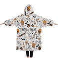 thumbnail image 2 of Oversized Wearable Blanket Hoodie,Trick or Treat Halloween Pattern Sherpa Blanket Hoodie with Super Pockets,Super Warm Fuzzy Pullover for Women & Men, 2 of 6