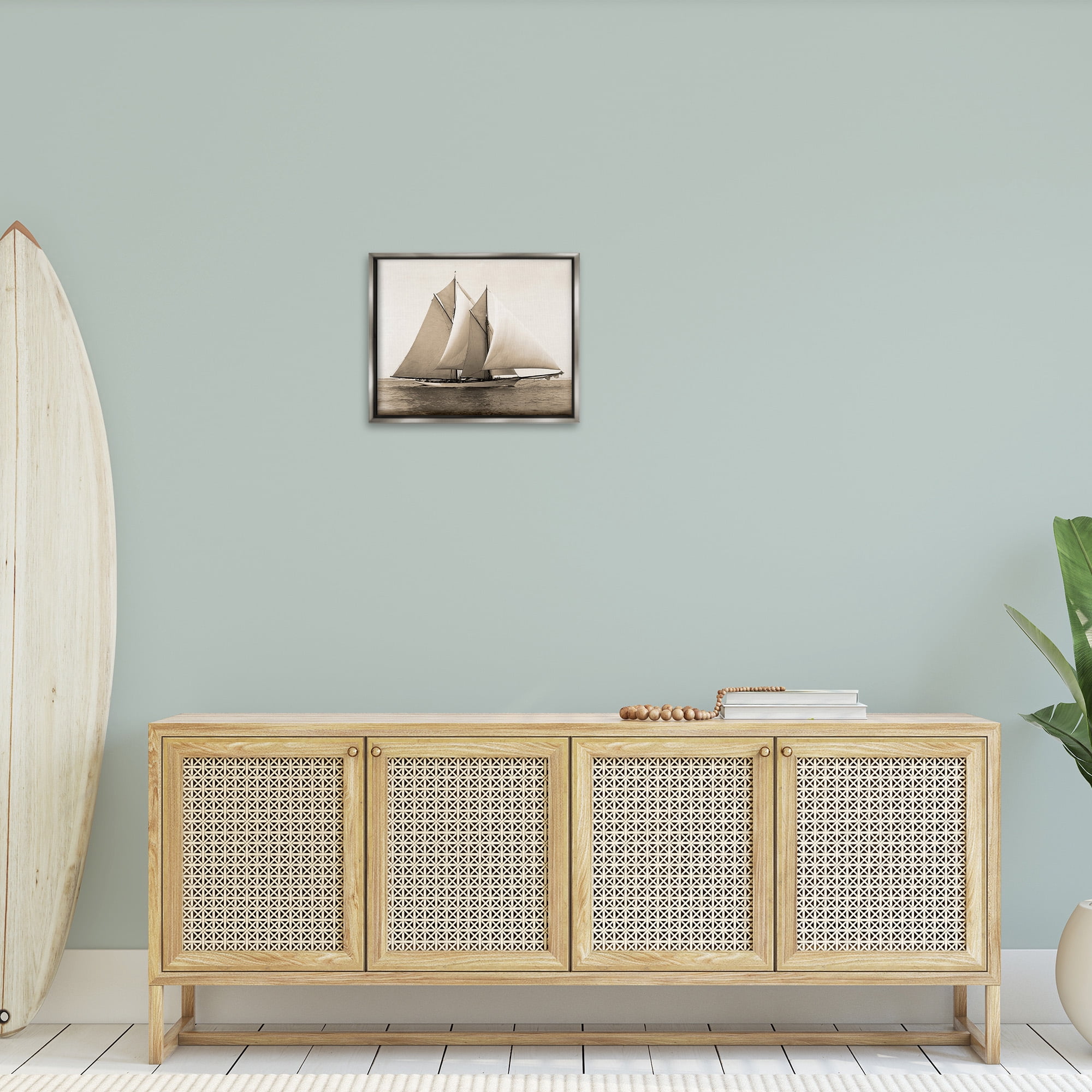 Stupell Industries Vintage Marine Ship Transportation Photography Gray Floater Framed Canvas Art Print Wall Art, 21 x 17