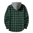 thumbnail image 3 of DENGDENG Men's Flannel Plaid Shirt Casual Button Down Hoodie Shirts Fall Western Long Sleeve Hooded Jackets with Pockets Green XXL, 3 of 4