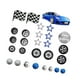 thumbnail image 4 of Adornos para tarta de coche de carreras, diseño de bandera azul con rueda de carreras, decoración para tarta, coche de carreras azul para fiesta de cu, 4 of 9