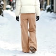 thumbnail image 5 of Smsaxvxz Women's Fleece Lined Cargo Wide Leg Pants Drawstring High Waist Thermal Winter Stretchy Casual Yoga Pants with Pockets, 5 of 6