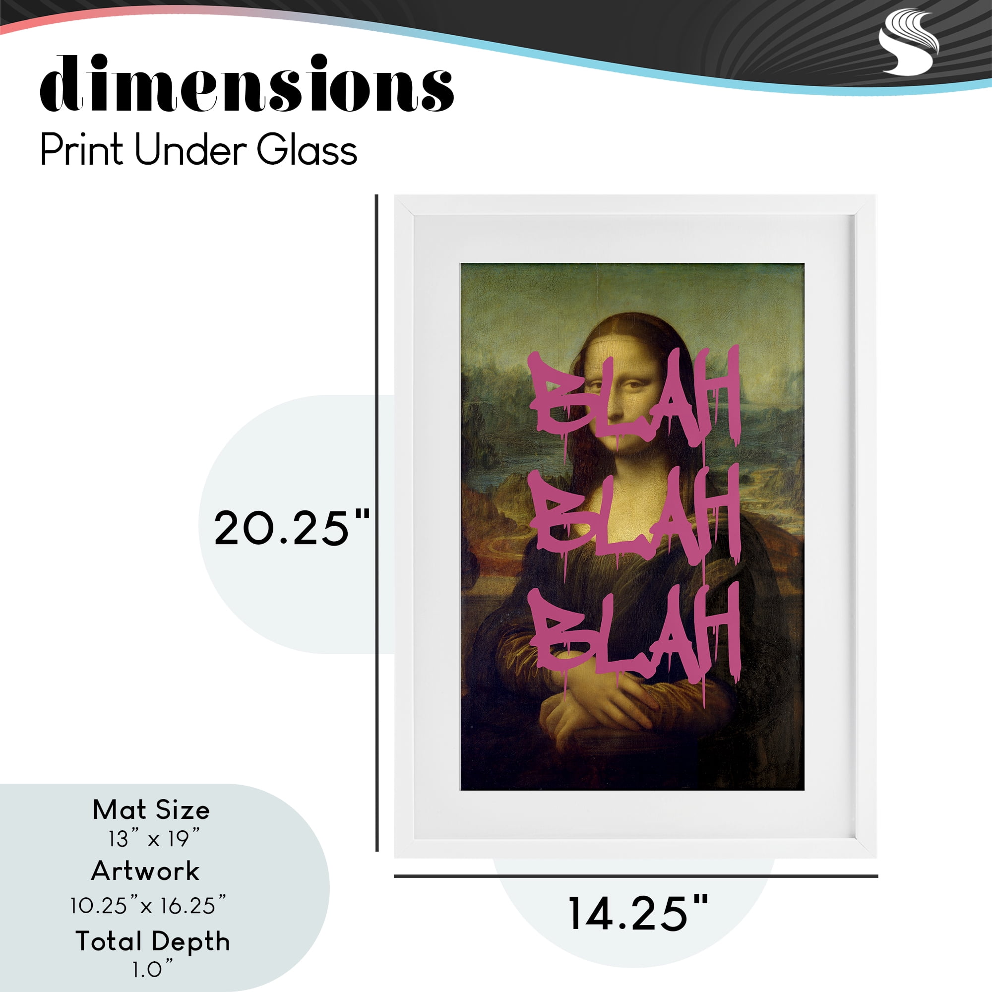 Graffiti Over Mona Lisa White Framed Print Under Glass, design by Masters Redux