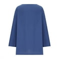 thumbnail image 4 of WREESH Womens Fashion Plus Size Tops Solid Color Cotton Linen Shirt Summer Casual Soild V-Neck Loose Long Sleeve T-Shirt Tops Blouse Pullover Blue, 4 of 6
