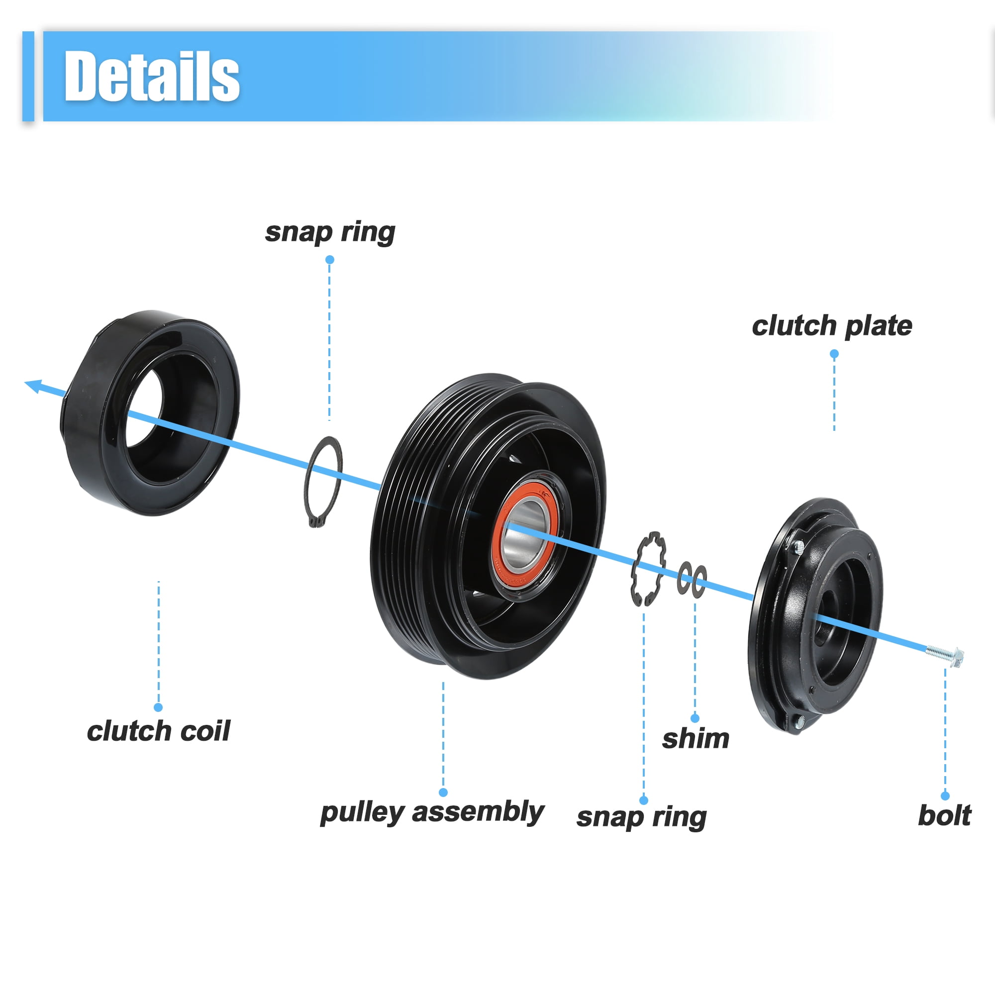 Unique Bargains AC Compressor Clutch Set Replace for Dodge Dakota 2004-2007 A/C Clutch Repair Assembly Black