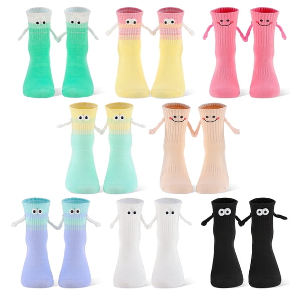 Bocaoying 8Pairs Magnetic Hand Holding Socks, Funny Couple Silly Socks, Funny & Crazy Silly Socks for Women, Girls,Birthday Anniversaries Men Women Friends