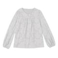 thumbnail image 7 of EFINNY Women's Long Lantern Sleeve Blouse Crewneck Lace Tops Floral Textured Spring Autumn Casual Babydoll Shirts, 7 of 7