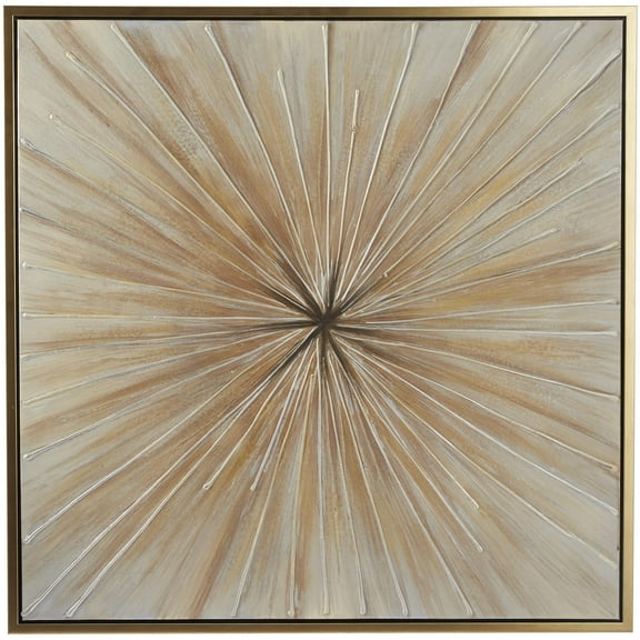 39" x 39" Radial Starburst Framed Wall Art with Gold Frame, by DecMode