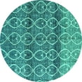 thumbnail image 1 of Ahgly Company Machine Washable Indoor Round Abstract Turquoise Blue Modern Area Rugs, 3' Round, 1 of 4