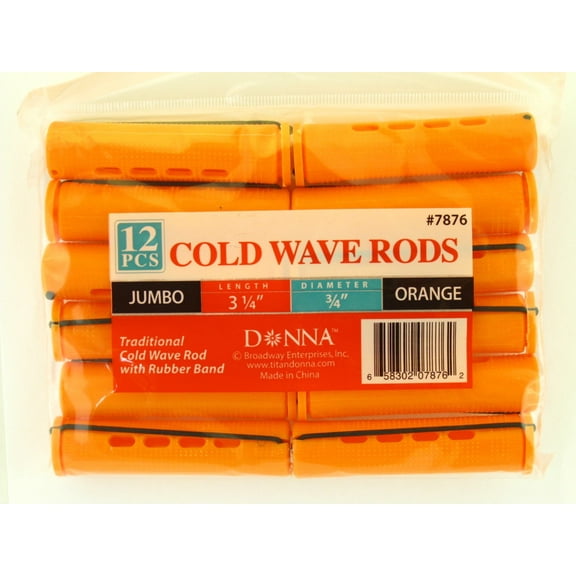 Donna Jumbo Cold Wave Rods, Orange, 12 Count