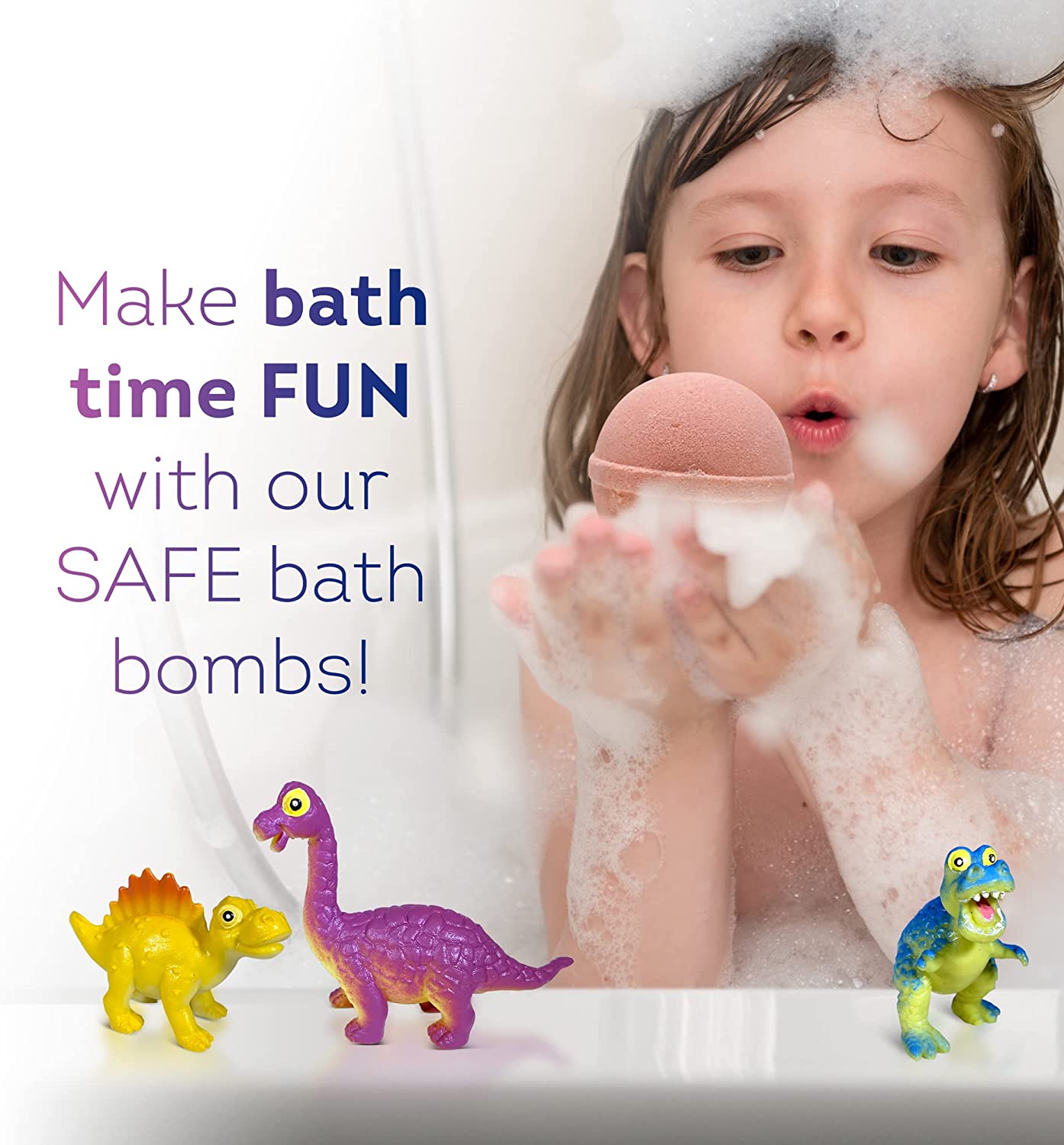 Bath Bombs for Kids with Surprise Inside Funny Dinosaurs Dino Toys Handmade in USA Natural and Safe by Relaxcation 6 Set