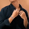 thumbnail image 4 of JeenMata Men's Iced Out Prong Flat Curb Chain Bracelet - Chunky Jewelry, 4 of 6