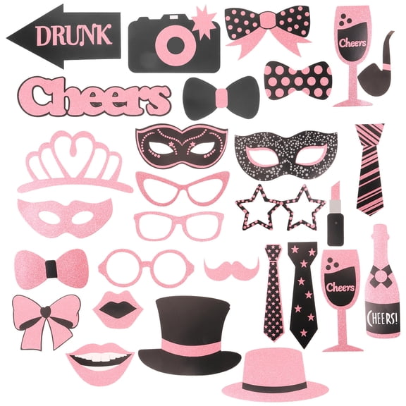FENGGUIQU 30-Piece Birthday Party Photo Booth Props Set in Assorted Colors for Weddings, Celebrations, and New Year Events